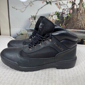 Timberland Mens Size 10.5 Black Leather & Mesh Hiking Boots Rugged Outdoor